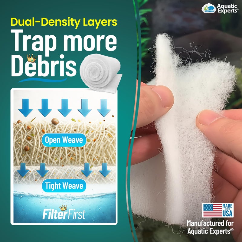 Aquatic Experts Aquarium Filter Floss for Fish Tank Filters - FilterFirst Aquarium Filter Pad - Media Roll for Crystal Clear Water, 12" x 72" by Â½ to Â¾ Thick - Image 4
